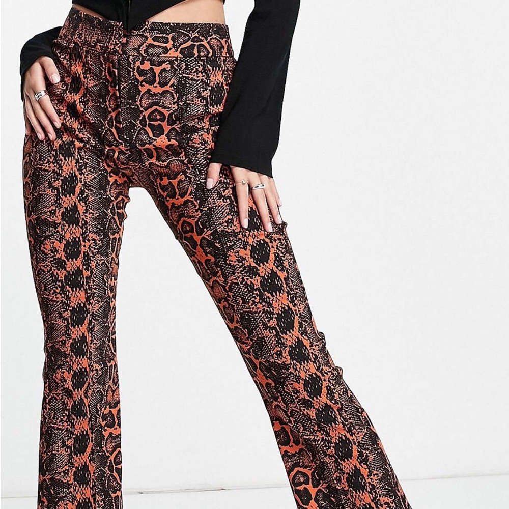 ASOS DESIGN snakeskin print flare pants